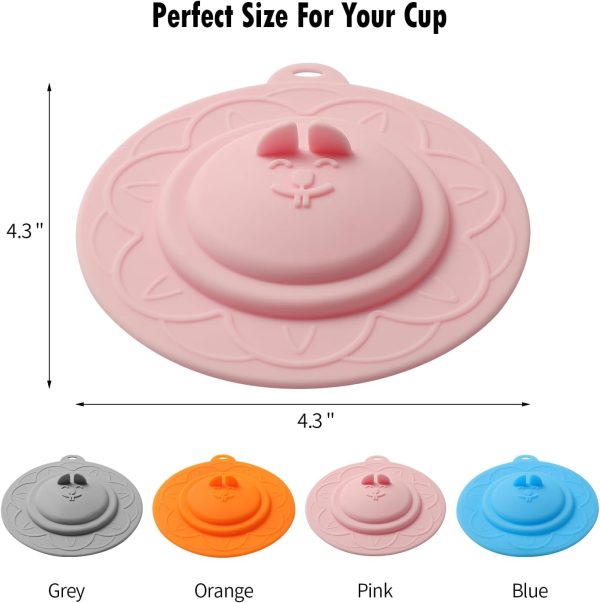 Cat's face Silicone  Covers (Set of 4) ， Multicolored Silicone Lids for Mugs, s, Tea Pots,Flexible Mug Covers，Hot  Lids for Coffee & Tea - Image 2